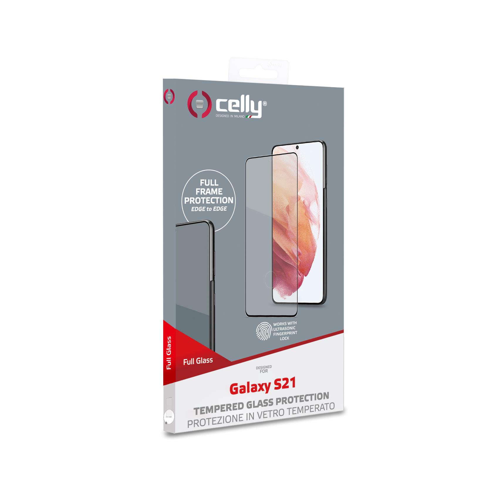 FULLGLASS - Vetro 9H con bordo colorato nero compatibile con Samsung Galaxy S21 5G/ Galaxy S21 5G Enterprise Edition 5