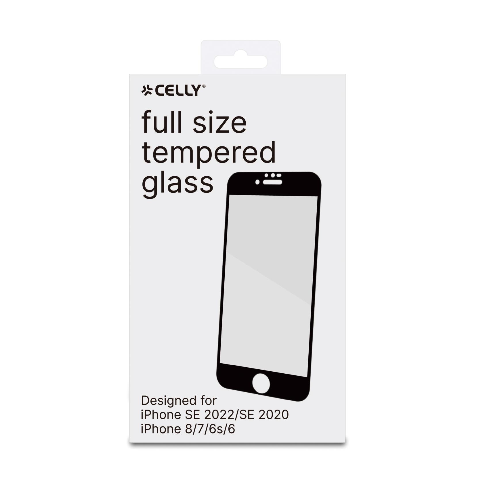 FULLGLASS - Vetro 9H con bordo colorato nero compatibile con Apple iPhone SE 2022/ iPhone SE 2020 / iPhone 8 / iPhone 7 2