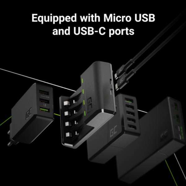 Caricabatterie Green Cell GC VitalCharger Ni-MH AA e AAA con porta Micro USB e USB-C 2