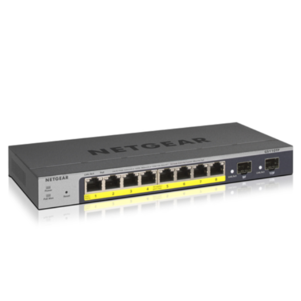 NETGEAR NETGEAR GS110TP Switch Smart Managed Pro 8 porte Gigabit PoE (budget 55W),Garanzia a vita