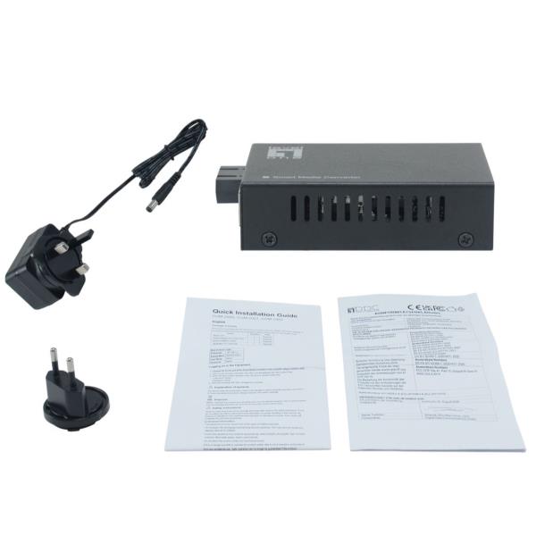 LEVELONE GVM-2002 - MEDIA CONVERTER Smart Gigabit RJ45-SC, fibra monomodale, 1310 nm, 20 km, compatibile con chassis montabile su rack da 19" 3