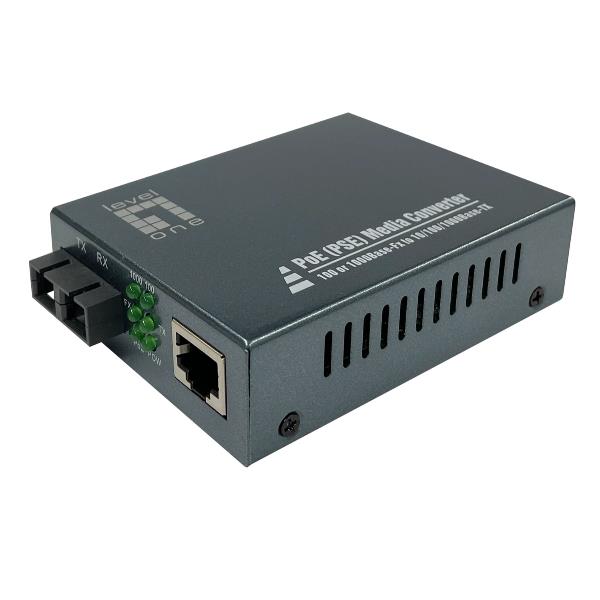 LEVELONE LEVELONE GVT-2013 - MEDIA CONVERTER GIGABIT da RJ45 a SC, PoE PSE, fibra multimodale, 850nm, 500m
