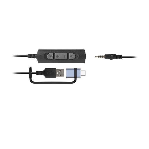 HHEADM-UJX RENOVA CUFFIA BI-AURALE CON MIC. USB-A + USB-C + JACK 3.5mm + TELECOMANDO 3