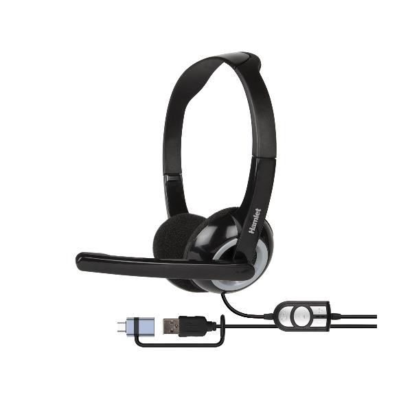 HAMLET HHEADMUS-CX CUFFIA CON MICROFONO E TELECOMANDO USB-A + USB-C