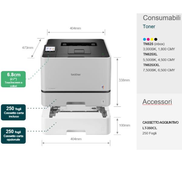 Stampante Laser a colori Brother HLL8430CDW 3