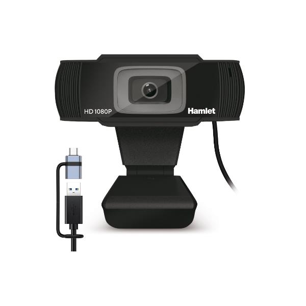 HAMLET HWCAM1080-CX Webcam USB 1080p Microfono Integrato - USB-A + USB-C