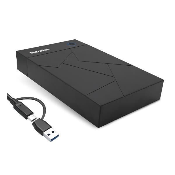 HAMLET HXD3U6G-AC BOX HDD 3.5" SATA 6 Gbps USB-C + USB-A con alimentatore