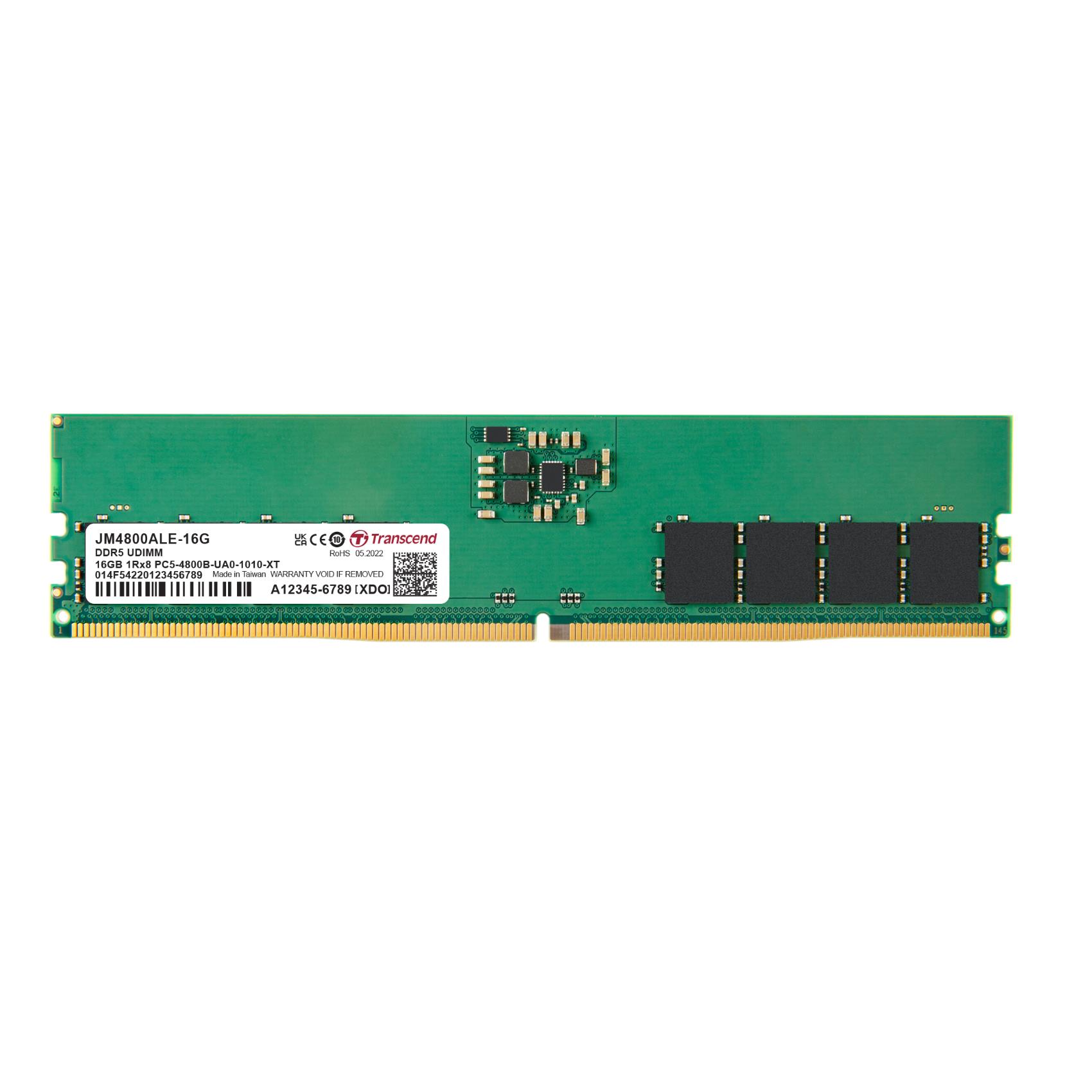 JM4800ALE-16G - DRAM DDR5 U-DIMM 4800MHz da 16GB, 1Rx8 2Gx8 CL40 1.1V 2
