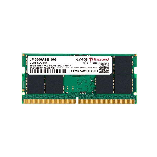 TRANSCEND JM5600ASE-16G - DRAM DDR5 SO-DIMM 5600MHz da 16GB, 1Rx8 2Gx8 CL46 1.1V