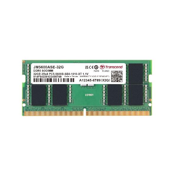 TRANSCEND JM5600ASE-32G - DRAM DDR5 SO-DIMM 5600MHz da 32GB, 2Rx8 2Gx8 CL46 1.1V