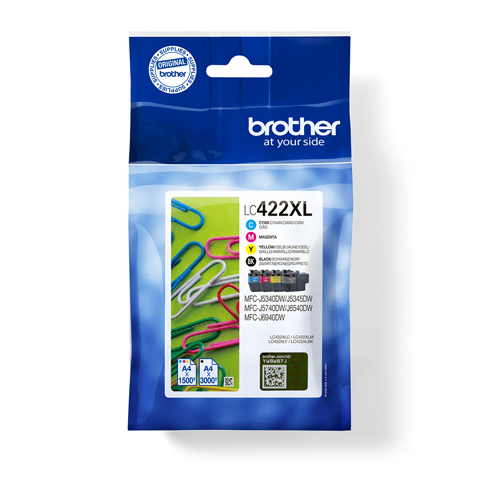 CONSUMABILI BROTHER Valuepack kit da 4 Cartucce inchiostro Nero, Ciano, Magenta, Giallo Brother LC422XLVAL