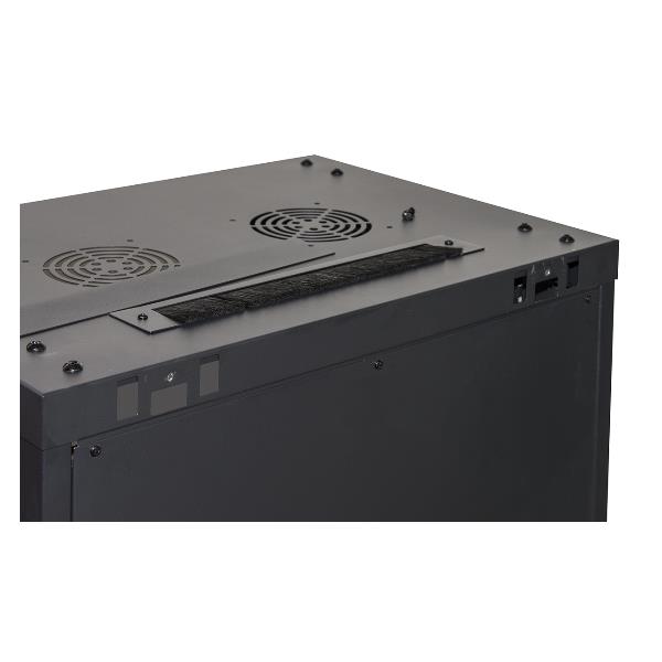ARMADIO RACK 19" 6 UNITA' DA MURO (A) 370 x (L) 600 x (P) 450 NERO DISASSEMBLATO PORTA VETRO 4