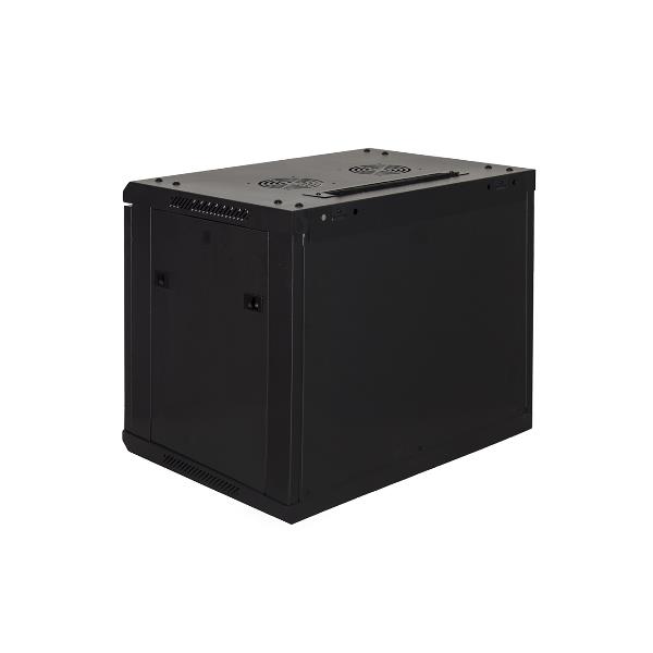 ARMADIO RACK 19" 6 UNITA' DA MURO (A) 370 x (L) 600 x (P) 450 NERO DISASSEMBLATO PORTA VETRO 7