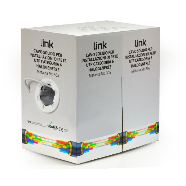 CAVO SOLIDO UTP PER RETI CATEGORIA 5E LSZH AWG24 IN RAME MATASSA MT 305 CLASSE CPR ECA 2