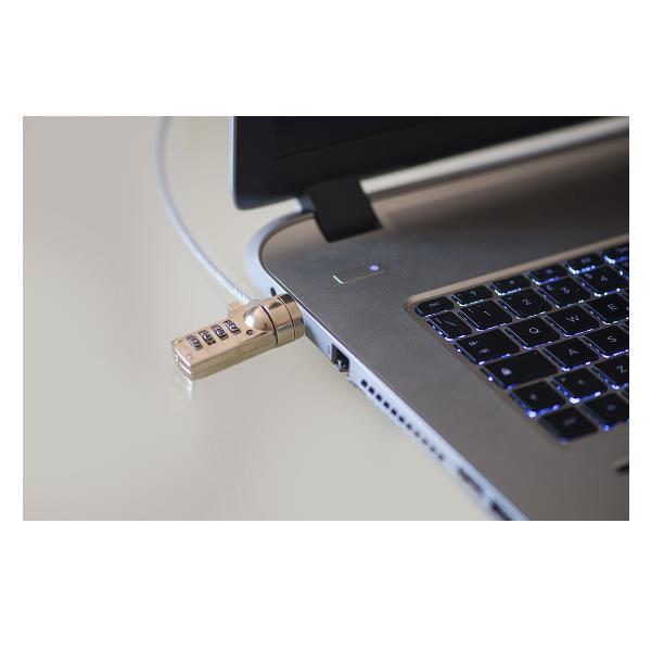 CAVO DI SICUREZZA PER NOTEBOOK CON COMBINAZIONE MT 1,50 2