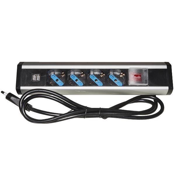 NEO MULTIPRESA DA TAVOLO 4 PRESE UNIVERSALI CON 2 PORTE USB