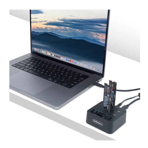 Duplicatore di unità M.2 NVMe 1:1, clonatore autonomo di dischi SSD M.2 fino a 90 GBpm, dock USB 3.2 20Gbps per drive M.2 a doppio alloggiamento, cavi USB-C/A inclusi 9
