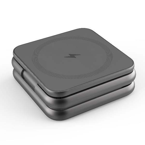 MAGFOLD3IN1 - Caricabatteria wireless 3in1, Tecnologia Magsafe, ricarica fino a 3 dispositivi, potenza massima 15 Watt, pieghevole 3