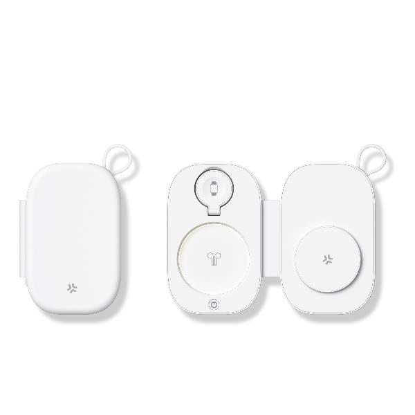 CELLY MAGPOCKET3IN1 - Caricabatteria Wireless magnetico 3in1, Tecnologia Magsafe, potenza massima 15 Watt, pieghevole, ultra sottile