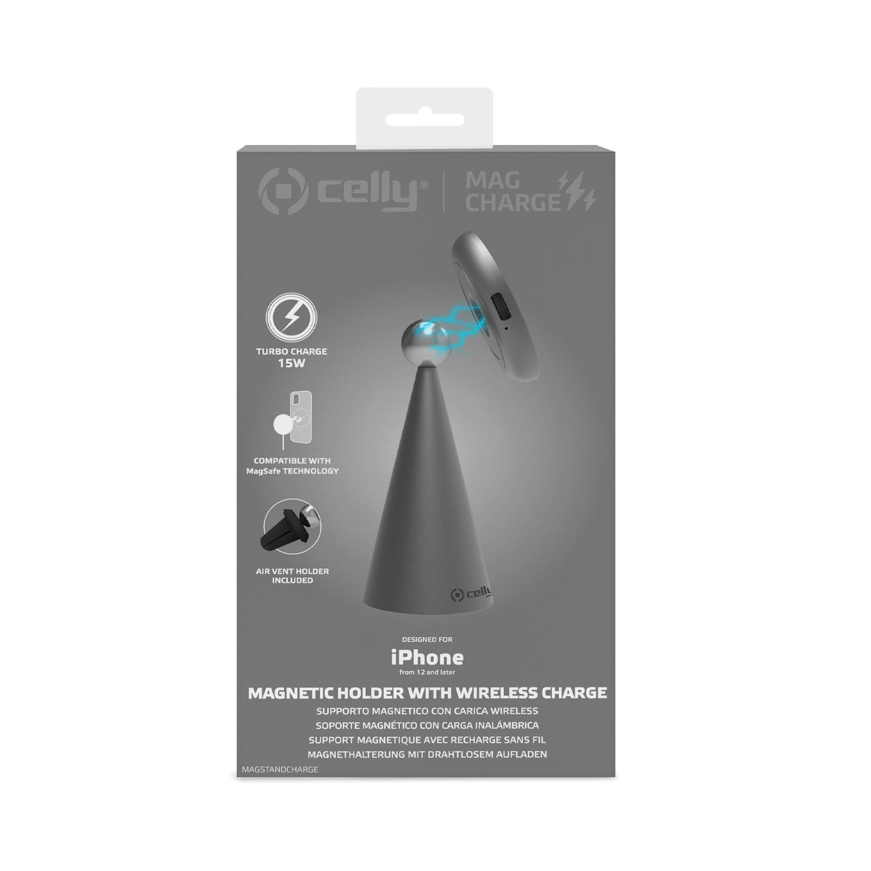 MAGSTANDCHARGE - Supporto da scrivania magnetico con ricarica wireless, potenza massima 15 Watt, cavo USB-A a USB-C incluso 4