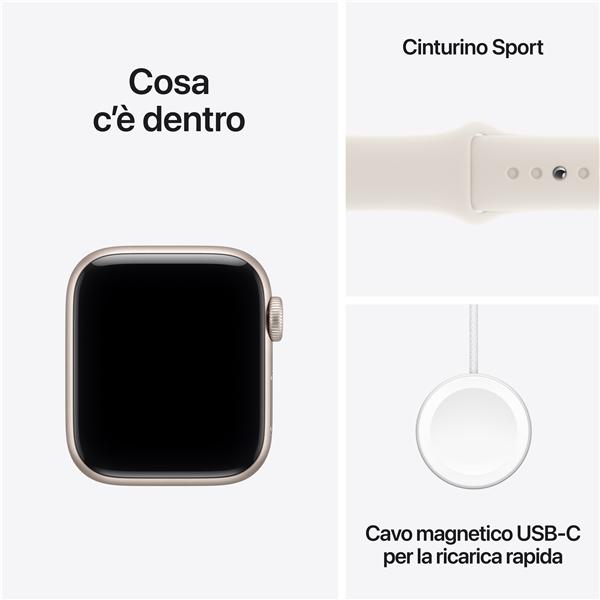 Apple Watch SE 3 GPS, Cassa 40 mm in alluminio galassia con Cinturino Sport galassia - S/M 8