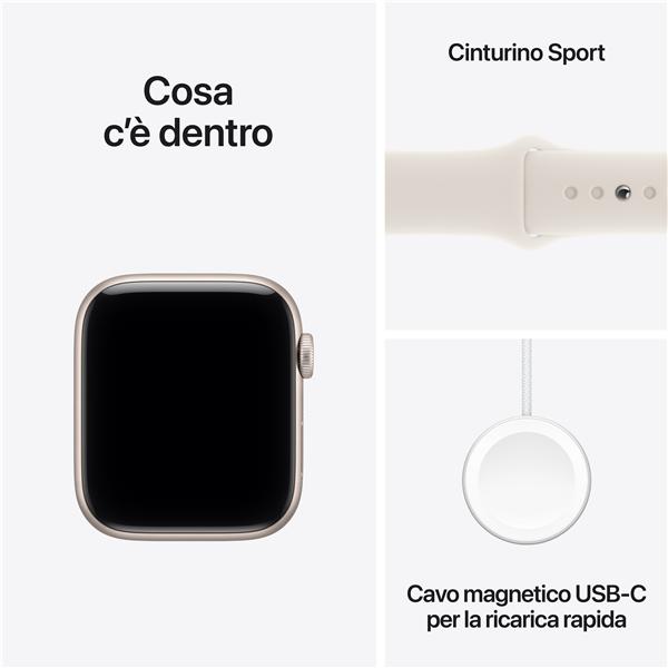 Apple Watch SE 3 GPS, Cassa 44 mm in alluminio galassia con Cinturino Sport galassia - M/L 9