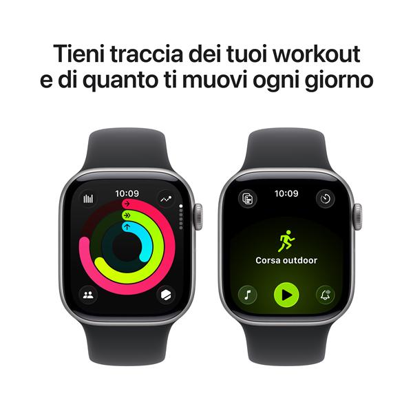 Apple Watch Series 11 GPS, Cassa 42 mm in alluminio grigio siderale con Cinturino Sport nero - S/M 3
