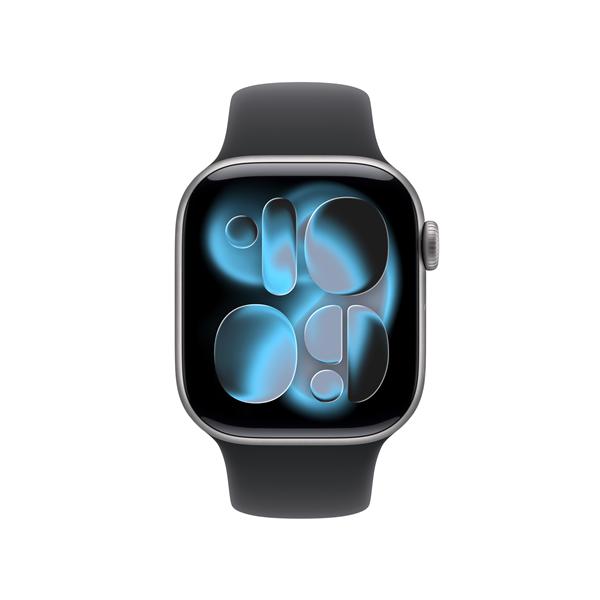 Apple Watch Series 11 GPS, Cassa 42 mm in alluminio grigio siderale con Cinturino Sport nero - S/M 6