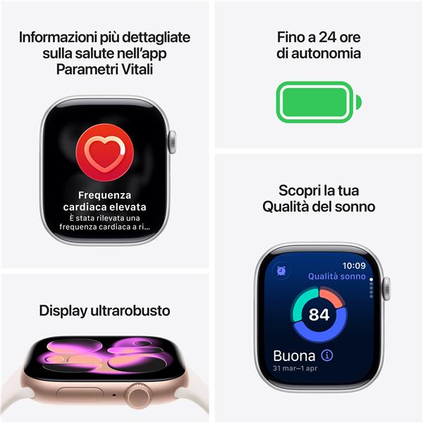 Apple Watch Series 11 GPS, Cassa 42 mm in alluminio grigio siderale con Cinturino Sport nero - S/M 7