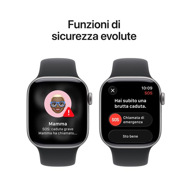 Apple Watch Series 11 GPS, Cassa 42 mm in alluminio grigio siderale con Cinturino Sport nero - S/M 8