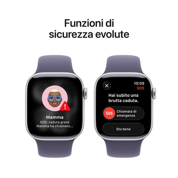 Apple Watch Series 11 GPS, Cassa 42 mm in alluminio color argento con Cinturino Sport viola nebbia - S/M 4