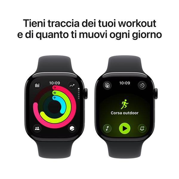 Apple Watch Series 11 GPS, Cassa 46 mm in alluminio Jet Black con Cinturino Sport nero - M/L 2