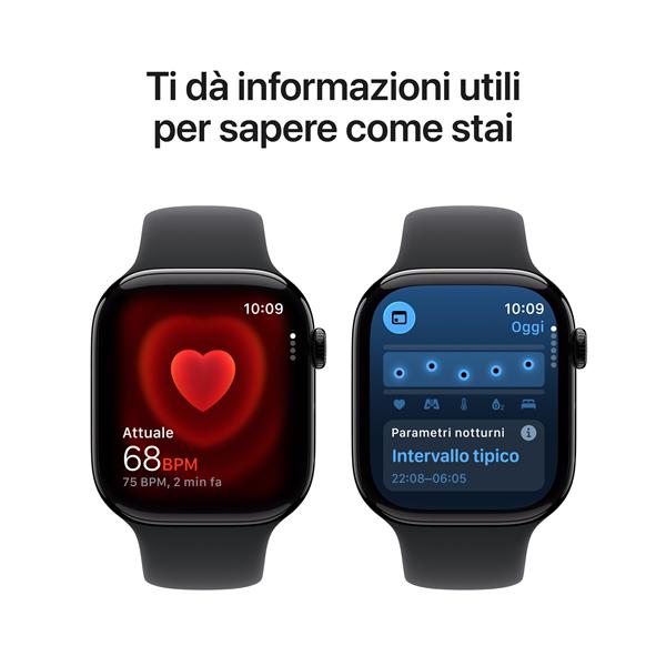 Apple Watch Series 11 GPS, Cassa 46 mm in alluminio Jet Black con Cinturino Sport nero - M/L 4