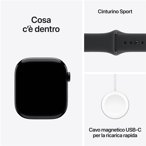 Apple Watch Series 11 GPS, Cassa 46 mm in alluminio Jet Black con Cinturino Sport nero - M/L 5