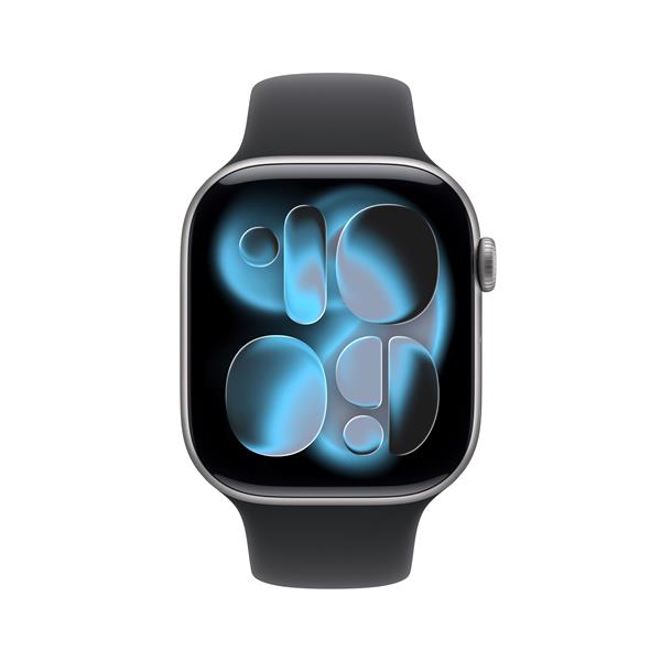 Apple Watch Series 11 GPS, Cassa 46 mm in alluminio grigio siderale con Cinturino Sport nero - S/M 2