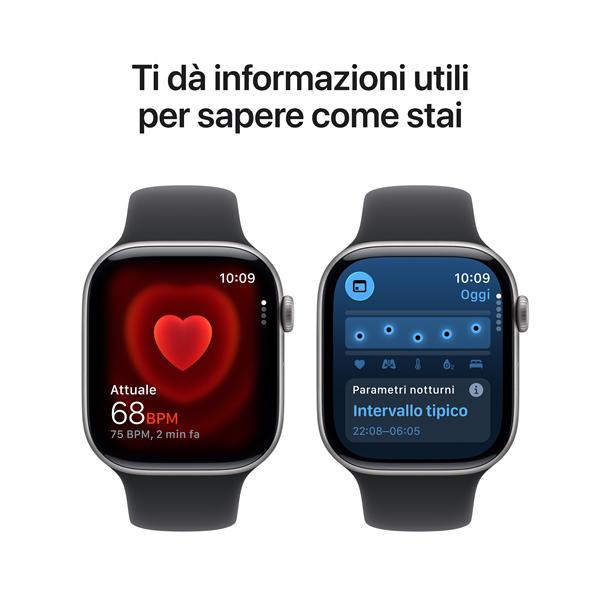 Apple Watch Series 11 GPS, Cassa 46 mm in alluminio grigio siderale con Cinturino Sport nero - M/L 5