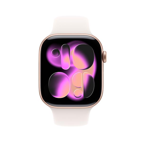 Apple Watch Series 11 GPS, Cassa 46 mm in alluminio color oro rosa con Cinturino Sport rosa fard - S/M 8