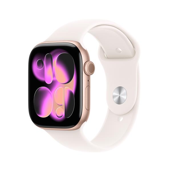 APPLE WATCH Apple Watch Series 11 GPS, Cassa 46 mm in alluminio color oro rosa con Cinturino Sport rosa fard - M/L