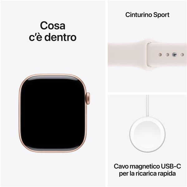 Apple Watch Series 11 GPS, Cassa 46 mm in alluminio color oro rosa con Cinturino Sport rosa fard - M/L 2
