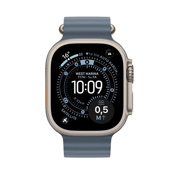 Apple Watch Ultra 3 GPS + Cellular, Cassa 49 mm in titanio naturale con Cinturino Ocean blu salmastro 2