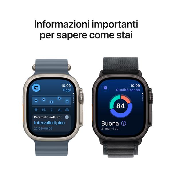 Apple Watch Ultra 3 GPS + Cellular, Cassa 49 mm in titanio naturale con Cinturino Ocean blu salmastro 9