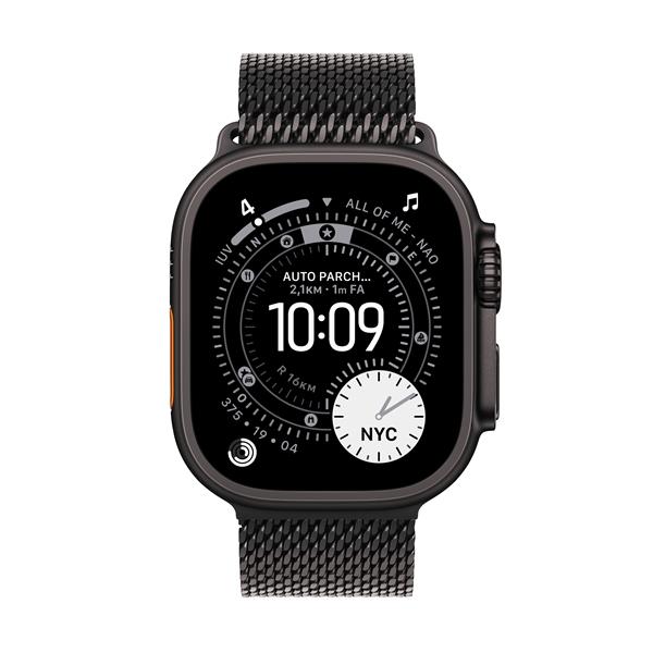 Apple Watch Ultra 3 GPS + Cellular, Cassa 49 mm in titanio nero con Loop in maglia milanese in titanio nero - Large 2