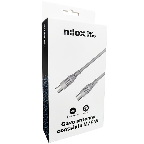 NILOX TECH - Cavo di congiunzione Video Antenna con connettore 9.5 mm a connettore 9.5 mm, maschio a femmina, lunghezza cavo 2 mt, adattatore Maschio–Maschio incluso (Retail pack) 3