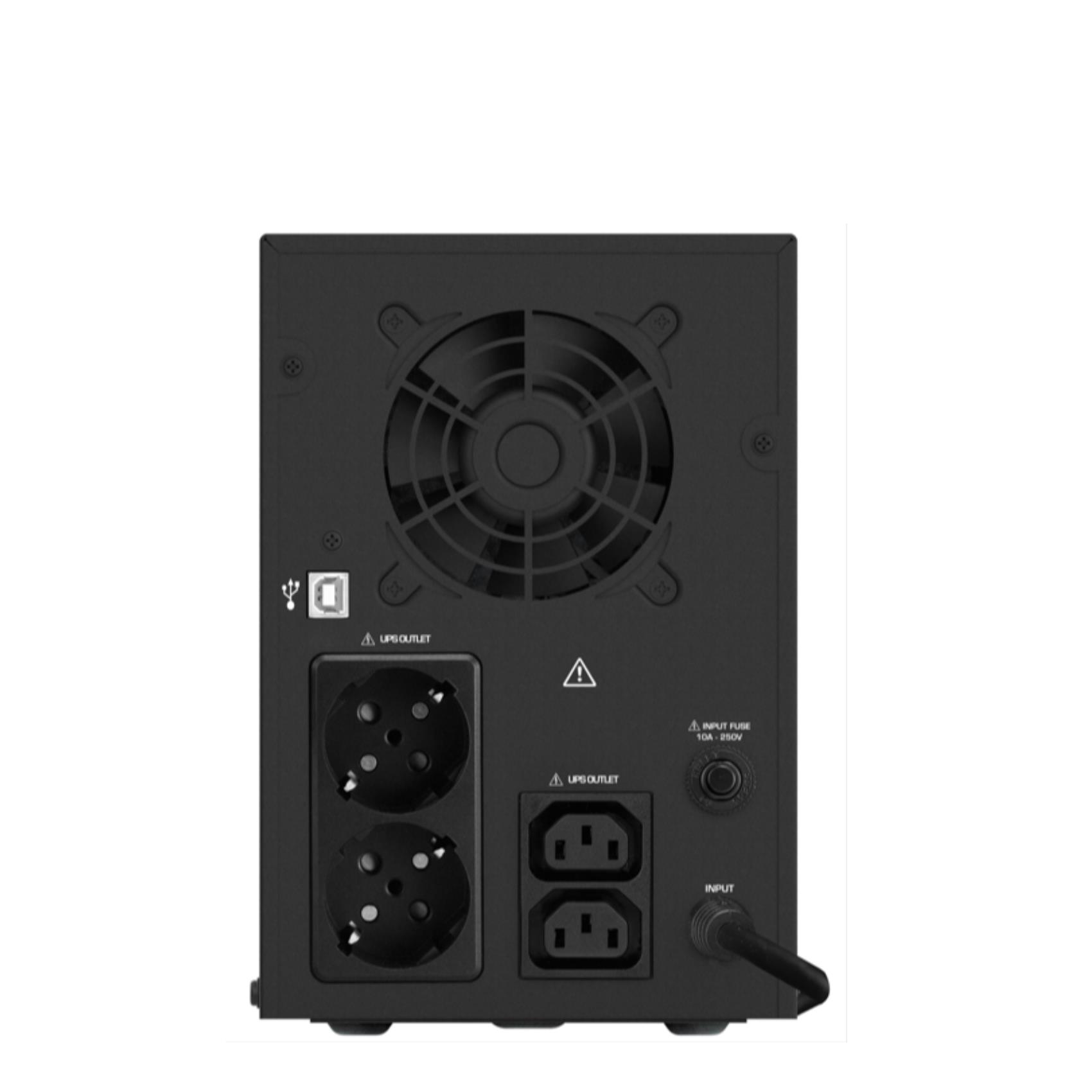 NILOX TECH - UPS Premium Line INTERACTIVE PURE SINEWAVE 1500VA, capacità batteria 9Ah, 2 prese Schuko protette da blackout, regolazione automatica della tensione AVR 2