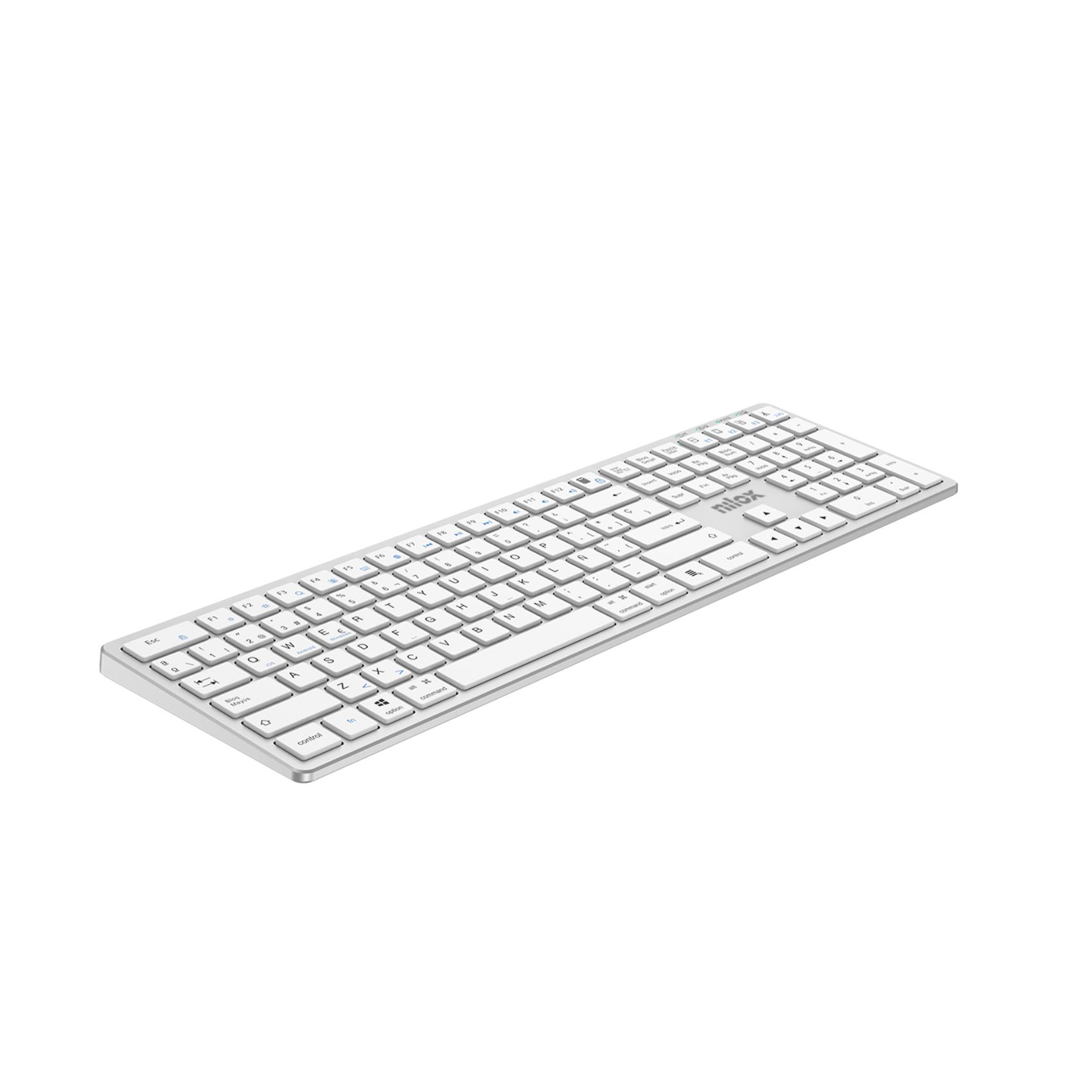 NILOX TECH - Tastiera connessione wireless DUAL (BT 5.2 e Dongle 2.4GHZ), ricaricabile tramite porta USB-C, cavo incluso, 110 tasti, layout italiano, connessione simultanea 5