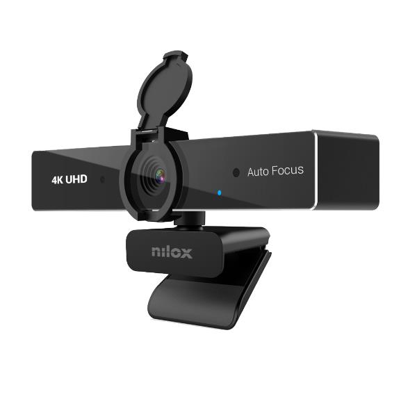 NILOX PC COMPONENTS NILOX TECH - Webcam con risoluzione 4K 30 fps, auto focus, cavo USB-A con adattatore USB-C, 2 microfoni integrati, plug & play