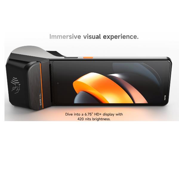 V3 DISPLAY 6,75" , WIFI, LTE, BTLE, 3GB/32GB, DOPPIA CAM, STAMPANTE 58MM, NFC, ANDROID 13 GMS 2