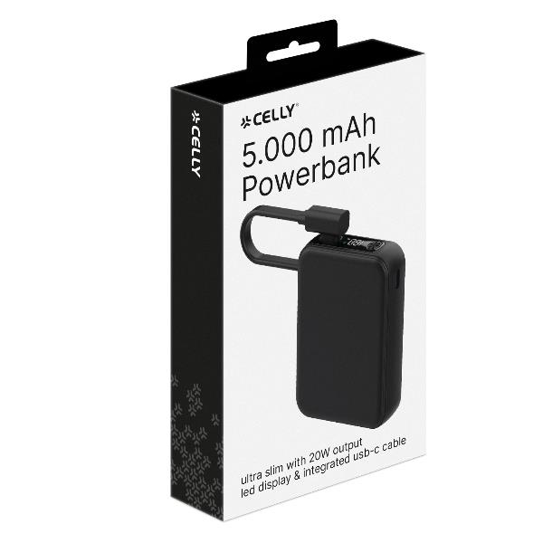 PBCABLE5000SL - 20W Powerbank 5000 mAh with cable 5
