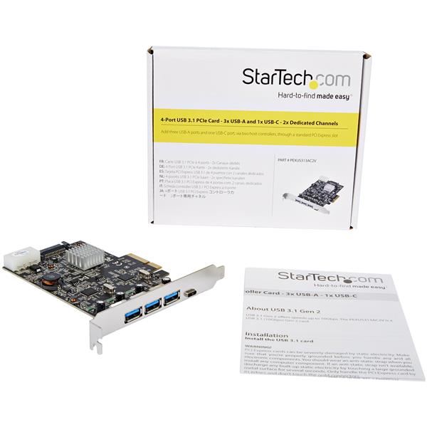 Scheda PCIe 4 Porte USB 3.1 - 3x USB-A a 1x USB-C 6