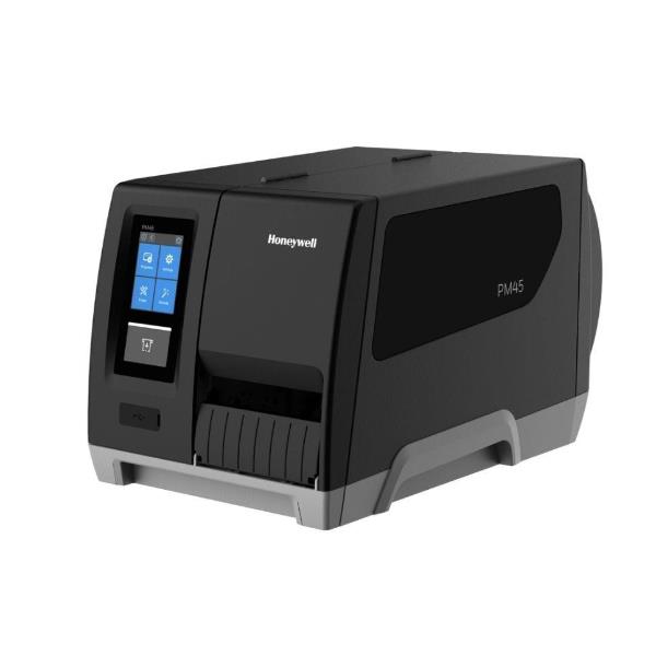HONEYWELL PM45A, Full Touch Display, Ethernet, Fixed Hanger, Rewinder + label taken sense, TT, 300 DPI, No Power Cord
